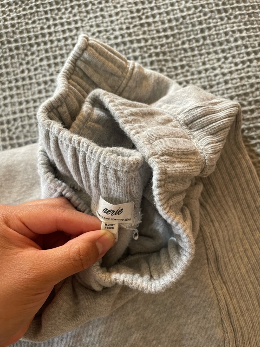 aerie Light Gray Ribbed Waistband Joggers
